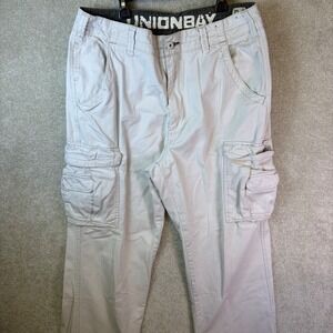 Vintage Unionbay Cargo Pants Mens 34x34 (Fits 34x33) Beige Utility Y2K Palm Tree
